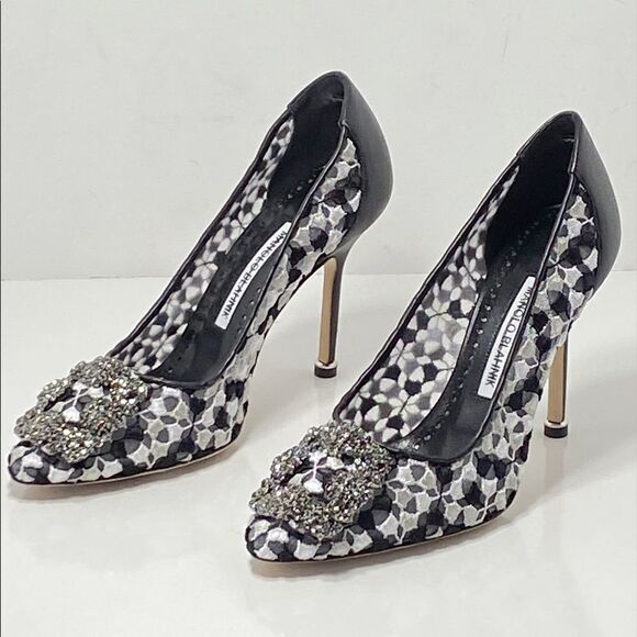 Manolo Blahnik Hangisi 105 Embellished Embroidered Pumps size 36 - Picture 6 of 14